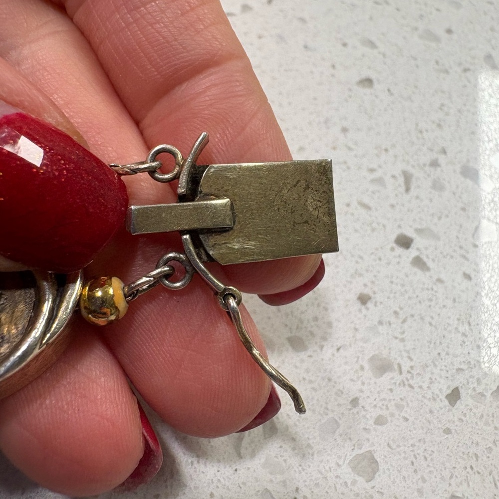 Antique Hughes Sterling Silver Sliding Charm Bracelet (RESERVED) - Picture 7 of 10